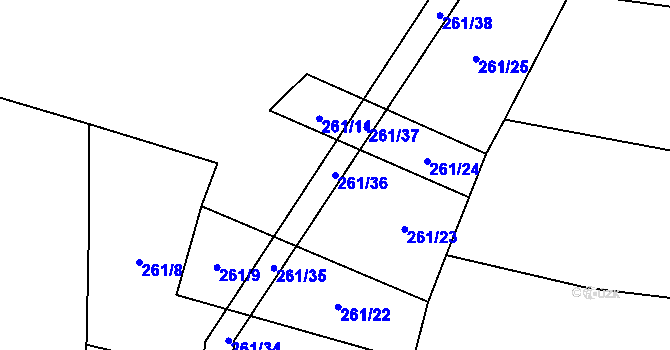 Parcela st. 261/36 v KÚ Zálší u Sepekova, Katastrální mapa