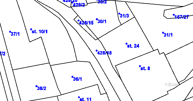 Parcela st. 428/18 v KÚ Zálší u Sepekova, Katastrální mapa