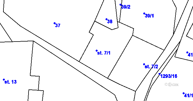 Parcela st. 7/1 v KÚ Setěchovice, Katastrální mapa