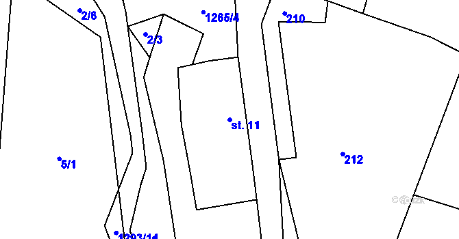 Parcela st. 11 v KÚ Setěchovice, Katastrální mapa