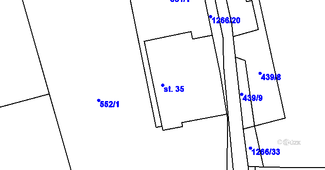 Parcela st. 35 v KÚ Setěchovice, Katastrální mapa