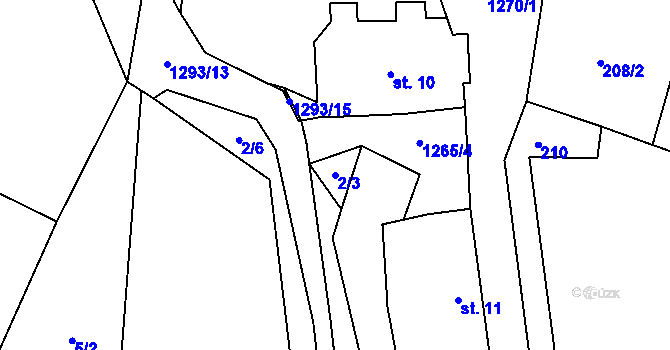 Parcela st. 2/3 v KÚ Setěchovice, Katastrální mapa
