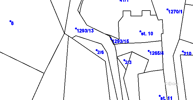 Parcela st. 2/6 v KÚ Setěchovice, Katastrální mapa