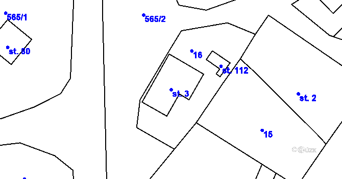 Parcela st. 3 v KÚ Sezemice, Katastrální mapa
