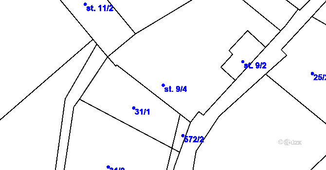 Parcela st. 9/4 v KÚ Sezemice, Katastrální mapa