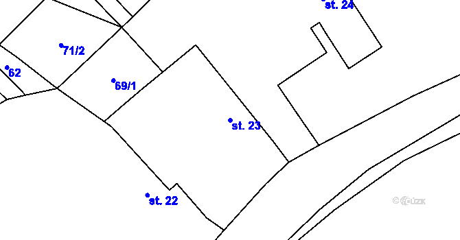 Parcela st. 23 v KÚ Sezemice, Katastrální mapa