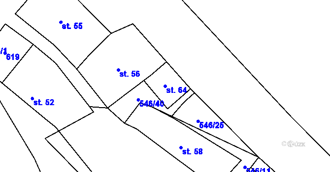 Parcela st. 64 v KÚ Sezemice, Katastrální mapa