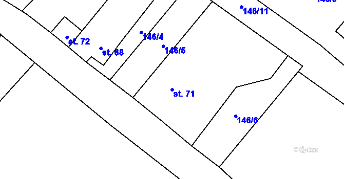 Parcela st. 71 v KÚ Sezemice, Katastrální mapa