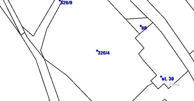 Parcela st. 326/4 v KÚ Sezemice, Katastrální mapa