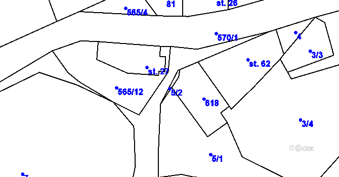 Parcela st. 5/2 v KÚ Sezemice, Katastrální mapa