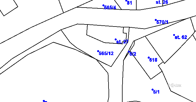 Parcela st. 565/12 v KÚ Sezemice, Katastrální mapa