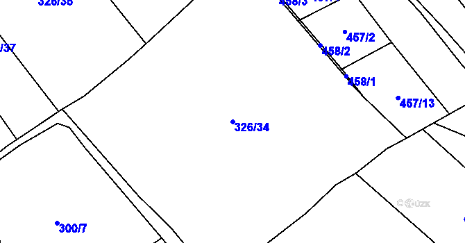 Parcela st. 326/34 v KÚ Sezemice, Katastrální mapa