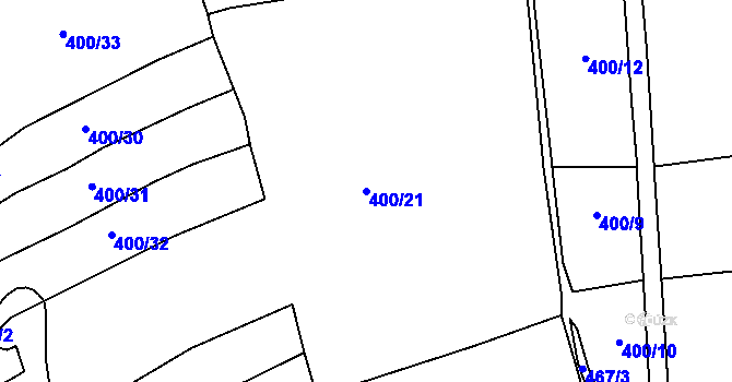 Parcela st. 400/21 v KÚ Sezemice, Katastrální mapa