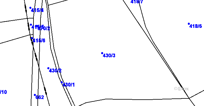 Parcela st. 430/3 v KÚ Sezemice, Katastrální mapa