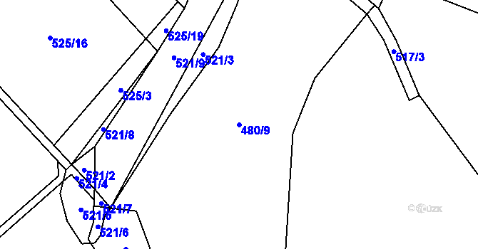 Parcela st. 480/9 v KÚ Sezemice, Katastrální mapa
