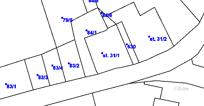 Parcela st. 31/1 v KÚ Sezemice, Katastrální mapa
