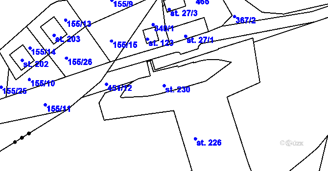 Parcela st. 230 v KÚ Počaply nad Loučnou, Katastrální mapa