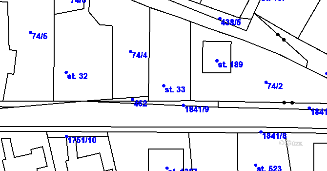 Parcela st. 33 v KÚ Počaply nad Loučnou, Katastrální mapa