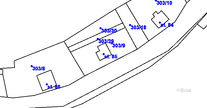 Parcela st. 85 v KÚ Počaply nad Loučnou, Katastrální mapa