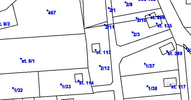 Parcela st. 113 v KÚ Počaply nad Loučnou, Katastrální mapa