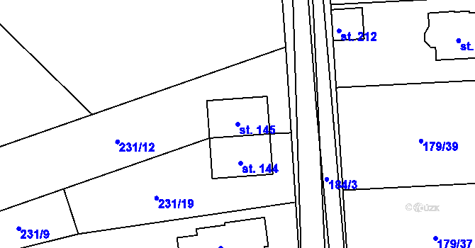 Parcela st. 145 v KÚ Počaply nad Loučnou, Katastrální mapa
