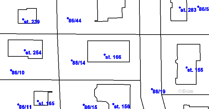 Parcela st. 166 v KÚ Počaply nad Loučnou, Katastrální mapa