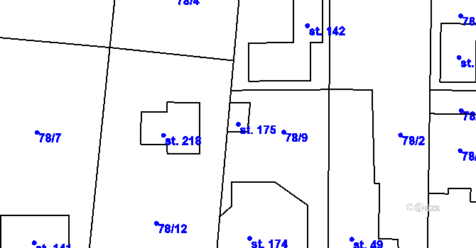 Parcela st. 175 v KÚ Počaply nad Loučnou, Katastrální mapa