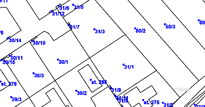 Parcela st. 31 v KÚ Počaply nad Loučnou, Katastrální mapa