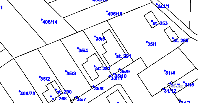 Parcela st. 35 v KÚ Počaply nad Loučnou, Katastrální mapa