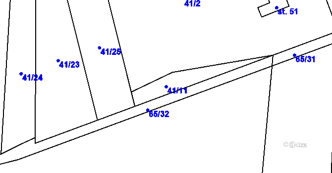 Parcela st. 41/11 v KÚ Počaply nad Loučnou, Katastrální mapa