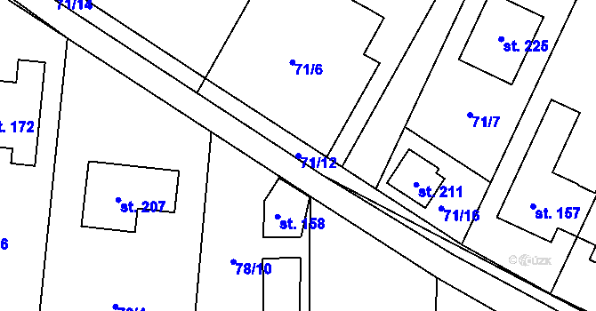Parcela st. 71/12 v KÚ Počaply nad Loučnou, Katastrální mapa