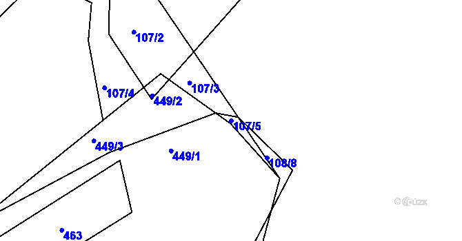 Parcela st. 107/5 v KÚ Počaply nad Loučnou, Katastrální mapa