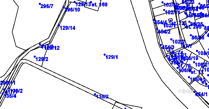 Parcela st. 129/1 v KÚ Počaply nad Loučnou, Katastrální mapa
