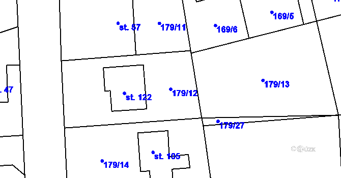 Parcela st. 179/12 v KÚ Počaply nad Loučnou, Katastrální mapa