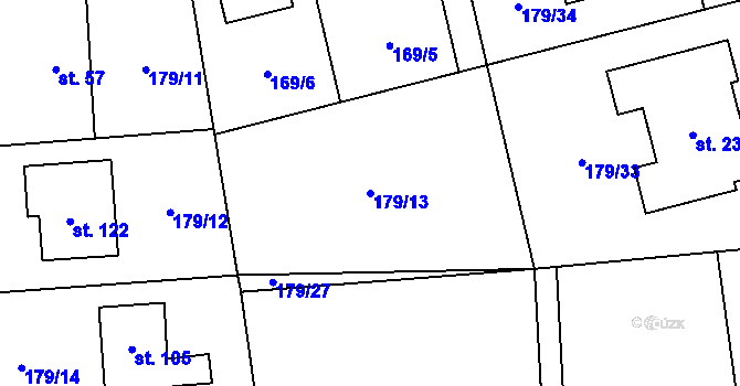 Parcela st. 179/13 v KÚ Počaply nad Loučnou, Katastrální mapa