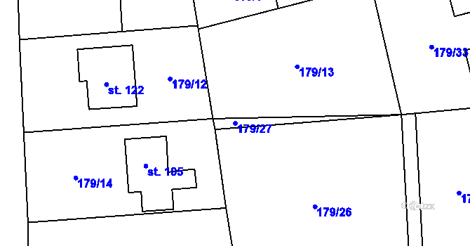 Parcela st. 179/27 v KÚ Počaply nad Loučnou, Katastrální mapa