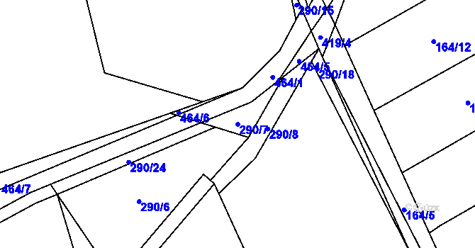 Parcela st. 290/7 v KÚ Počaply nad Loučnou, Katastrální mapa
