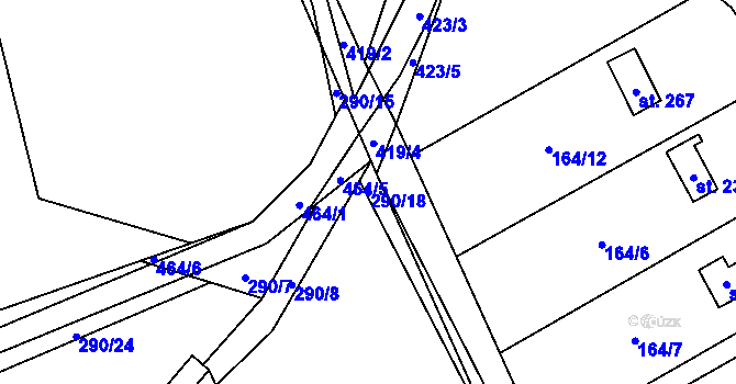 Parcela st. 290/18 v KÚ Počaply nad Loučnou, Katastrální mapa