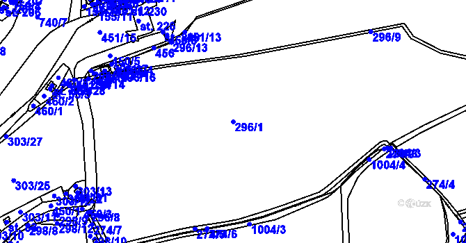 Parcela st. 296/1 v KÚ Počaply nad Loučnou, Katastrální mapa
