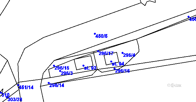 Parcela st. 296/17 v KÚ Počaply nad Loučnou, Katastrální mapa