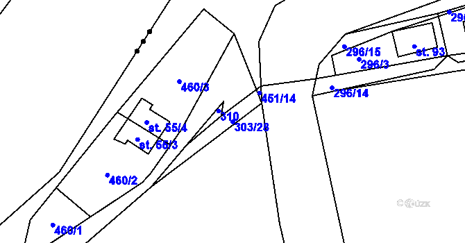Parcela st. 303/28 v KÚ Počaply nad Loučnou, Katastrální mapa