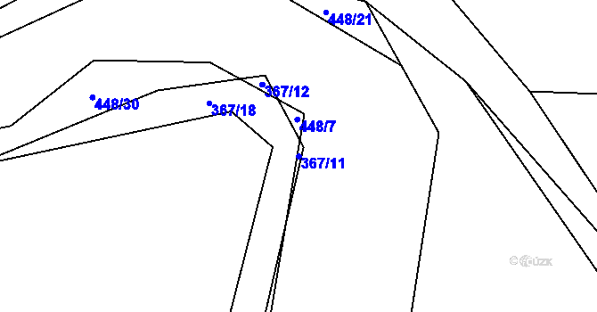 Parcela st. 367/11 v KÚ Počaply nad Loučnou, Katastrální mapa