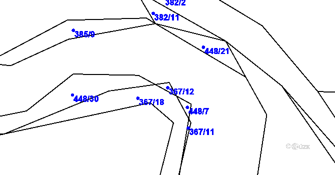 Parcela st. 367/12 v KÚ Počaply nad Loučnou, Katastrální mapa