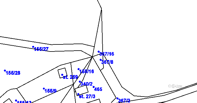 Parcela st. 367/16 v KÚ Počaply nad Loučnou, Katastrální mapa