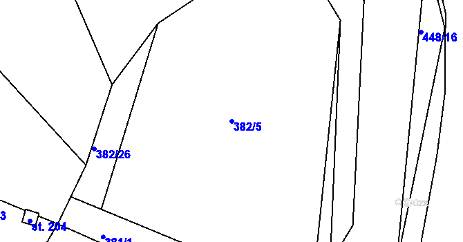 Parcela st. 382/5 v KÚ Počaply nad Loučnou, Katastrální mapa
