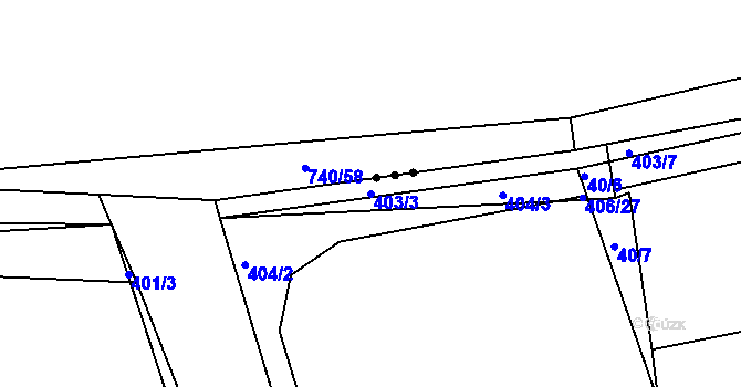 Parcela st. 403/3 v KÚ Počaply nad Loučnou, Katastrální mapa