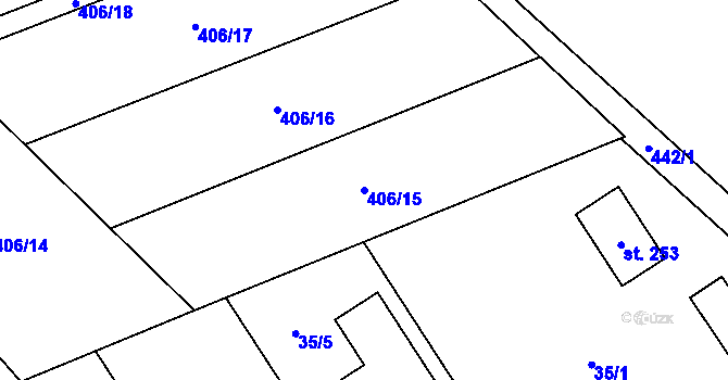Parcela st. 406/15 v KÚ Počaply nad Loučnou, Katastrální mapa