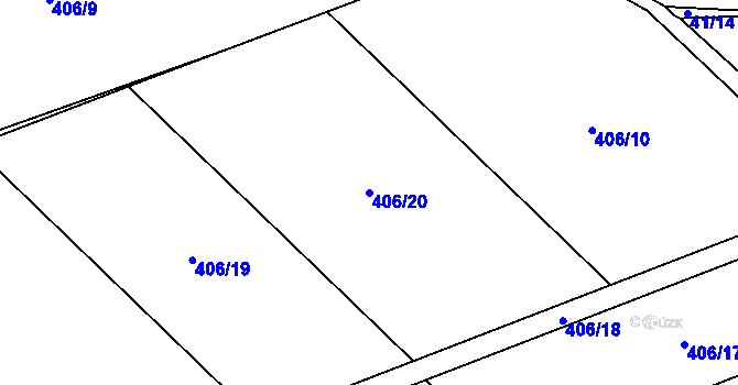 Parcela st. 406/20 v KÚ Počaply nad Loučnou, Katastrální mapa