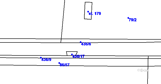 Parcela st. 436/6 v KÚ Počaply nad Loučnou, Katastrální mapa