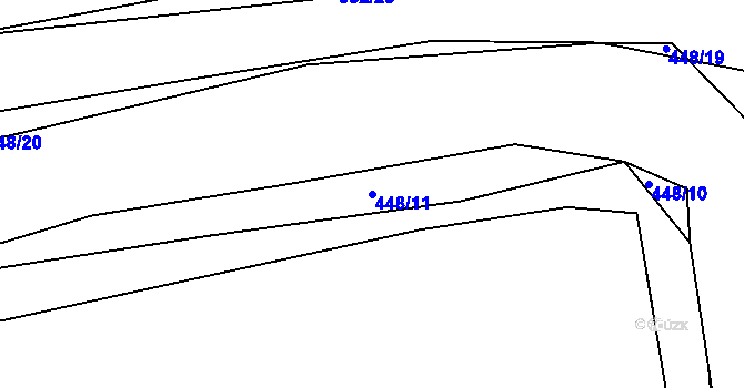 Parcela st. 448/11 v KÚ Počaply nad Loučnou, Katastrální mapa
